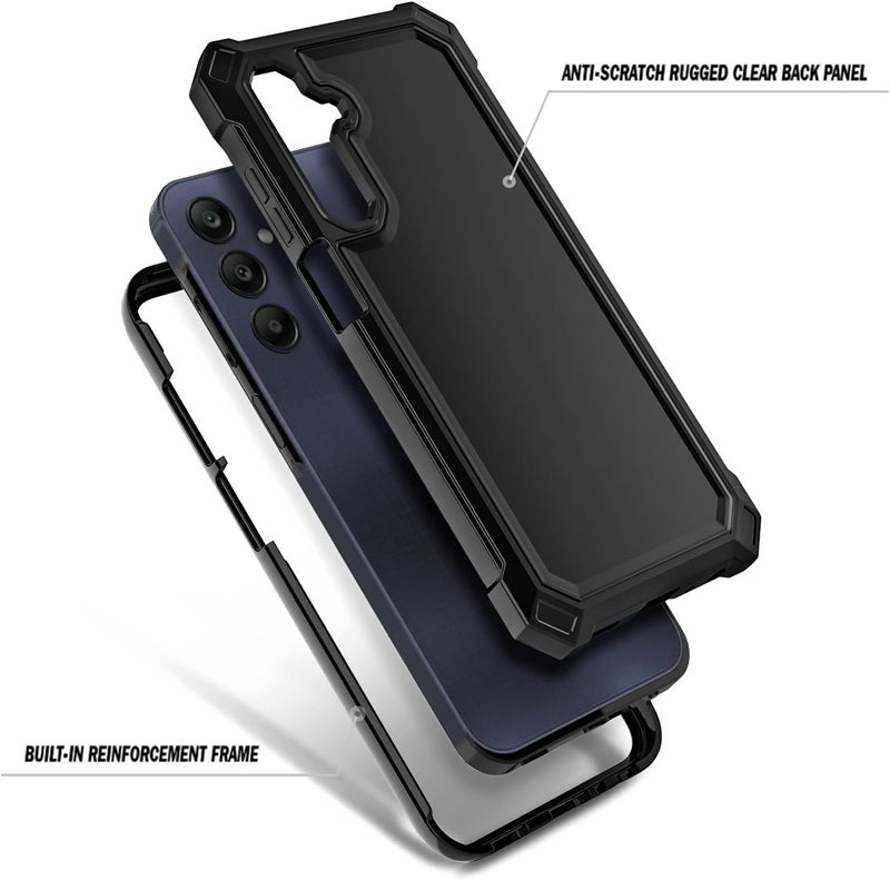 WDHD Compatible with Samsung Galaxy A15-5G Phone Case Black | Full-Body Protective Shockproof Bumper Cover with Tempered Glass Screen Protector, 12FT Military Grade Drop Tested - Image 3